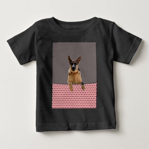 German Shepherd Dog Pink Polka Dots Baby T_Shirt