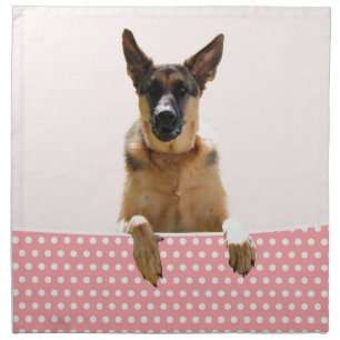 German Shepherd Dog Pink Polka Dots Cloth Napkin