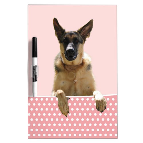 German Shepherd Dog Pink Polka Dots Dry Erase Board