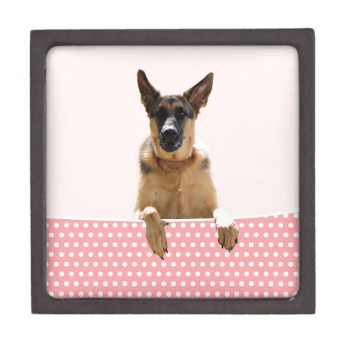 German Shepherd Dog Pink Polka Dots Gift Box