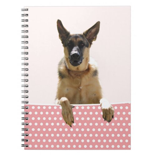 German Shepherd Dog Pink Polka Dots Notebook