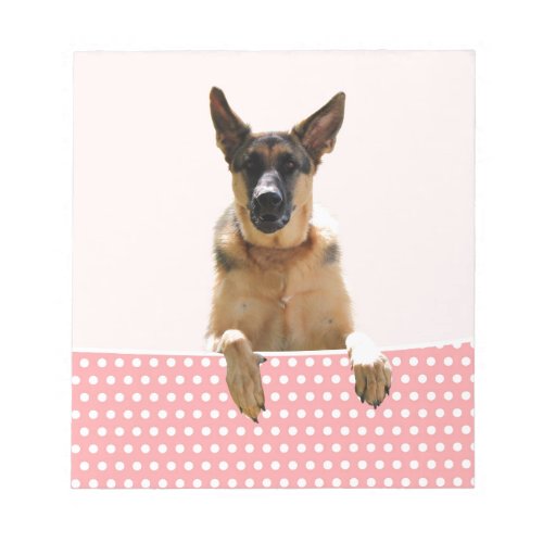 German Shepherd Dog Pink Polka Dots Notepad