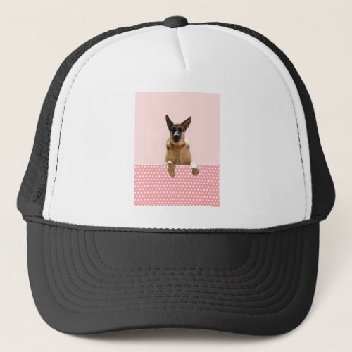 German Shepherd Dog Pink Polka Dots Trucker Hat