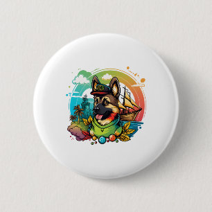 German Shepherd Dog Pirate Button