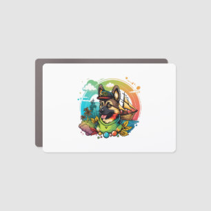 German Shepherd Dog Pirate Car Magnet