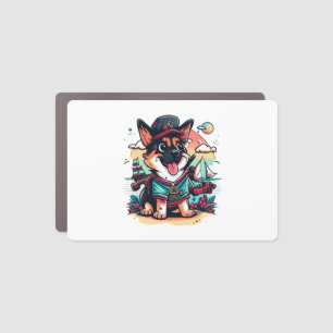 German Shepherd Dog Pirate Car Magnet