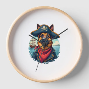 German Shepherd Dog Pirate  Clock