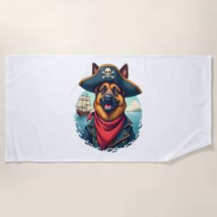 German Shepherd Dog Pirate Copy Beach Towel