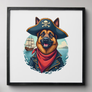 German Shepherd Dog Pirate Copy Peel And Stick Photo Tile