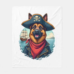 German Shepherd Dog Pirate Fleece Blanket