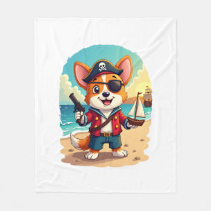 German Shepherd Dog Pirate Fleece Blanket
