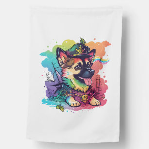 German Shepherd Dog Pirate House Flag