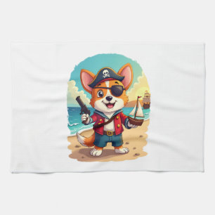 German Shepherd Dog Pirate Kitchen Towel