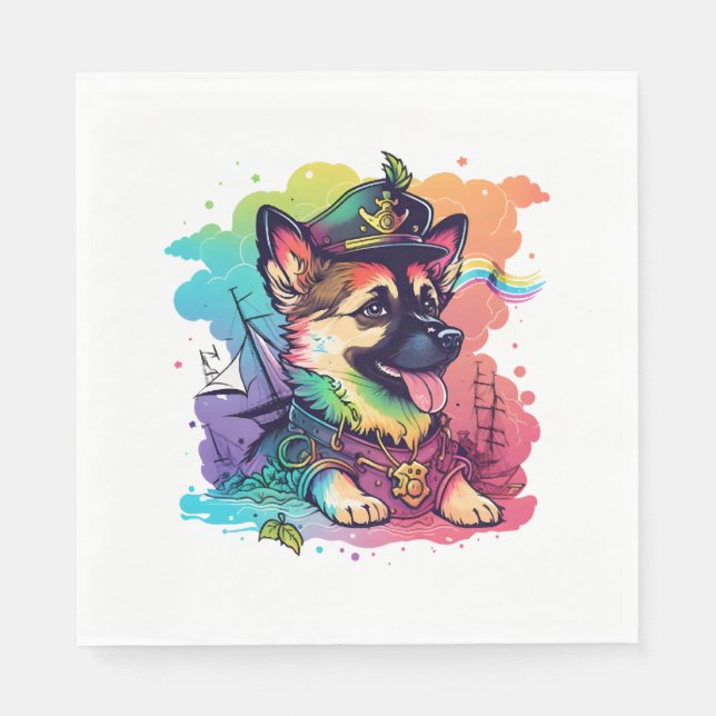 German Shepherd Dog Pirate   Napkins (Front)