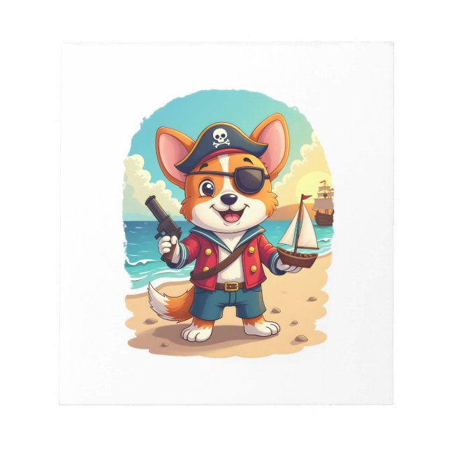 German Shepherd Dog Pirate Notepad (Front)