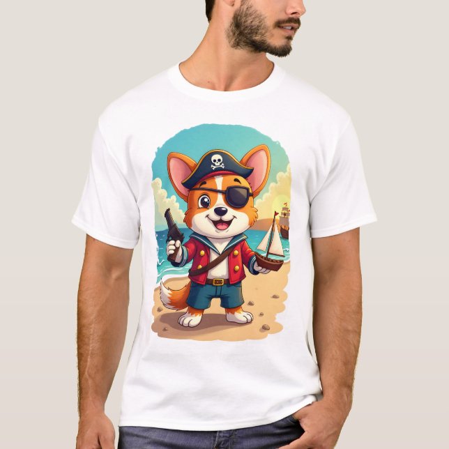 German Shepherd Dog Pirate T-Shirt (Front)