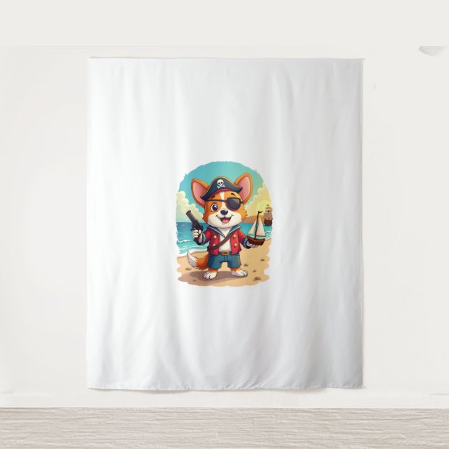 German Shepherd Dog Pirate Tapestry (Front)