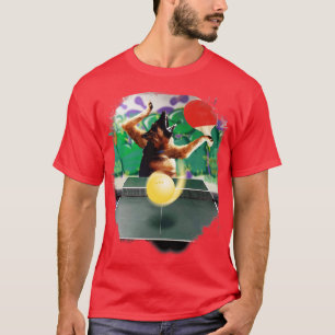 German Shepherd Dog Playing Table Tennis Ping Pong T-Shirt