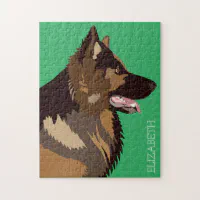 German Shepherd Dog Art Jigsaw Puzzle Custom Name Wood Puzzle