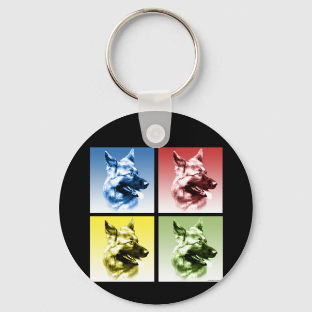 German Shepherd Dog Pop Art Keychain (Front)