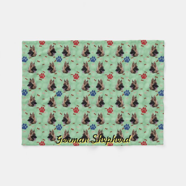 German Shepherd Dog Portrait Fleece Blanket (Front (Horizontal))