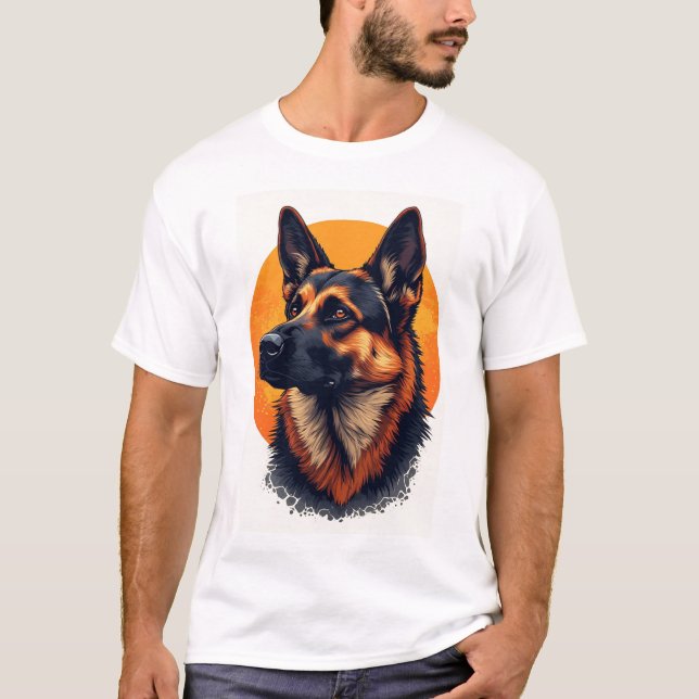 German Shepherd Dog Portrait Graphic T-Shirt (Front)