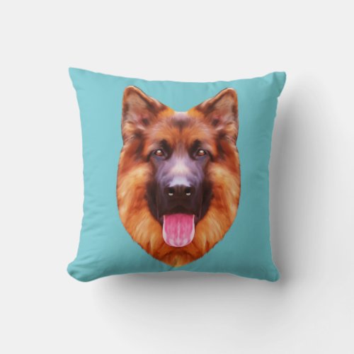 German Shepherd Dog Portrait Throw Pillow