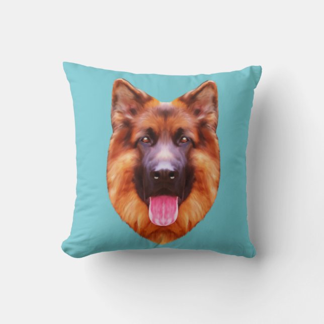 German Shepherd Dog Portrait Throw Pillow (Front)