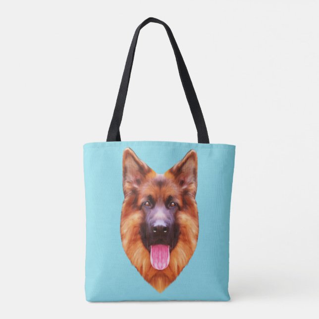 German Shepherd Dog Portrait Tote Bag (Back)