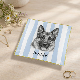 German Shepherd Dog Portrait Trinket Tray