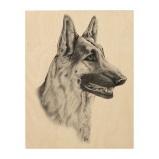 German Shepherd Dog Portrait Wood Wall Art German Shepherd Dog Portrait Wood Wall Art