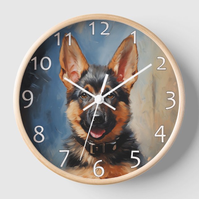German Shepherd dog puppy Clock (Front)