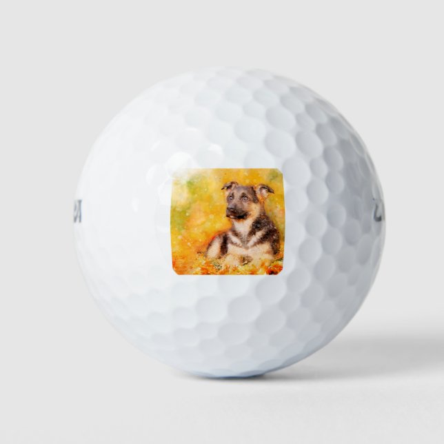 German Shepherd dog puppy Golf Balls (Front)