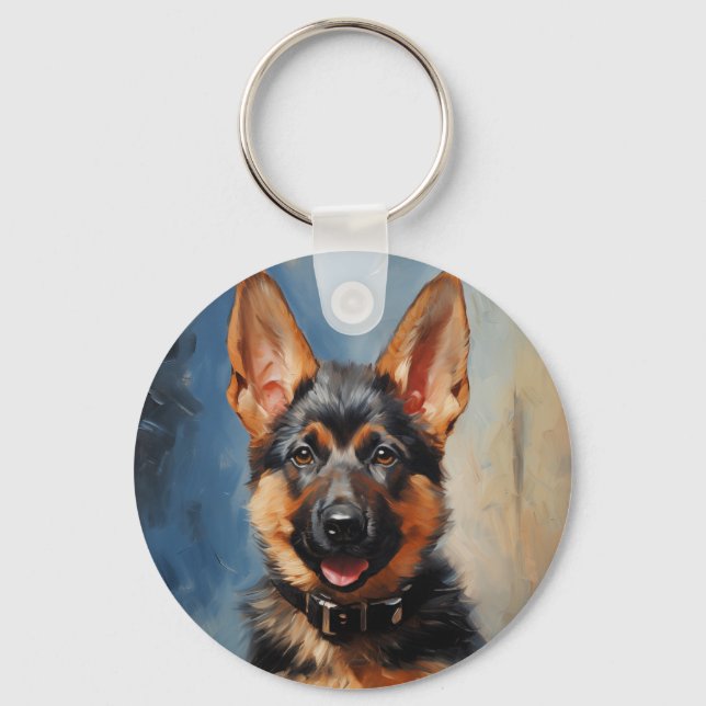 German Shepherd dog puppy Keychain (Front)