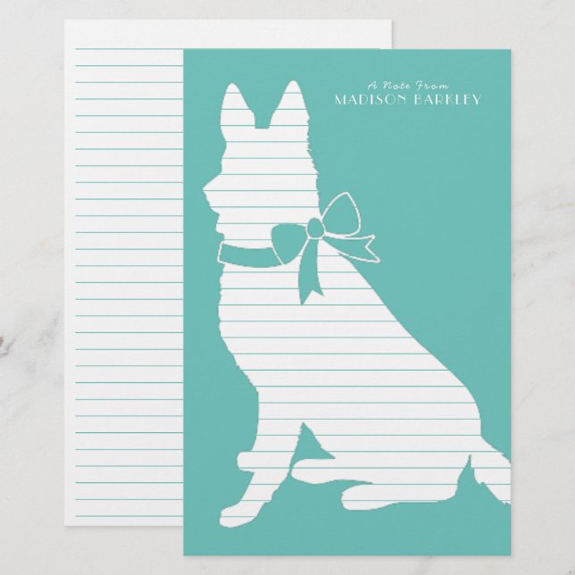 German Shepherd Dog Puppy Stationery (Front/Back)