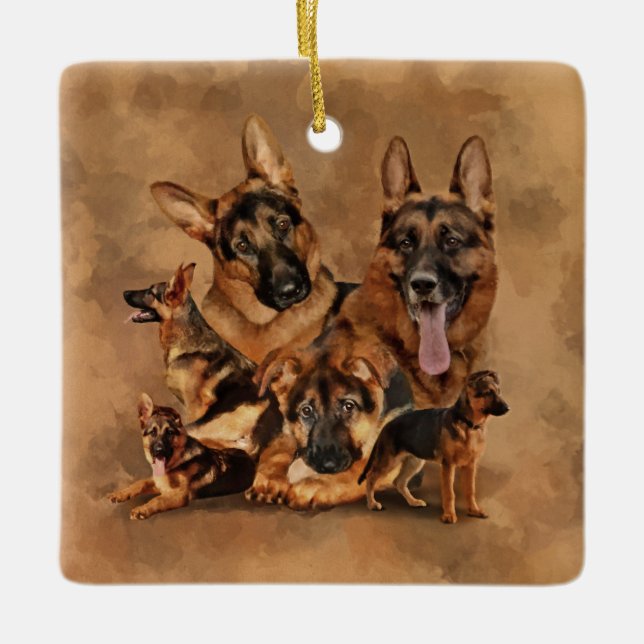 German Shepherd Dog - puppy, young, adult Ceramic Ornament (Front)