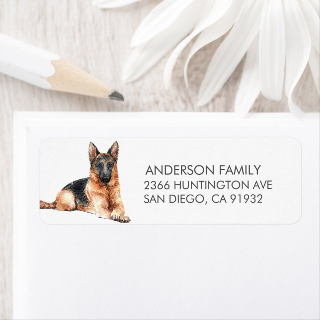 German Shepherd Dog Return Address Label (Insitu)