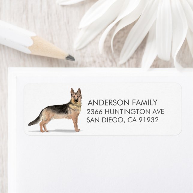 German Shepherd Dog Return Address Label (Insitu)