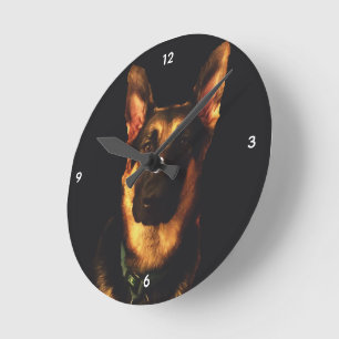 GERMAN SHEPHERD DOG ROUND CLOCK