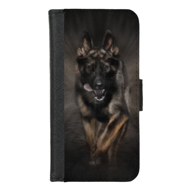 German Shepherd Dog - Running iPhone Wallet Case (Front)