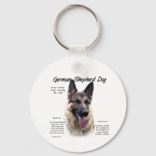 German Shepherd Dog (sable) History Design Keychain