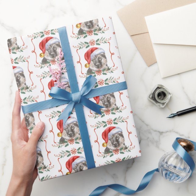 German Shepherd Dog Santa Christmas Wrapping Paper (Gifting)