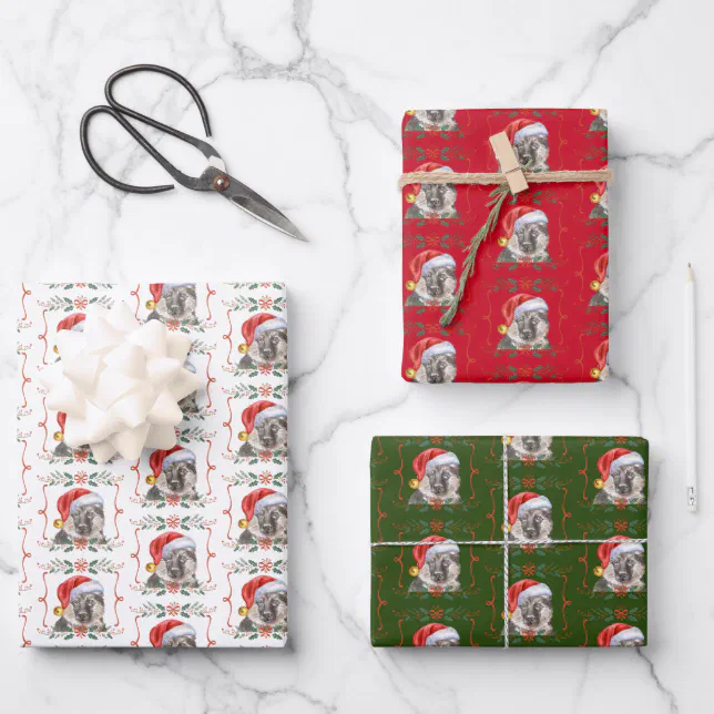 German Shepherd Dog Santa Christmas Wrapping Paper Sheets | Zazzle