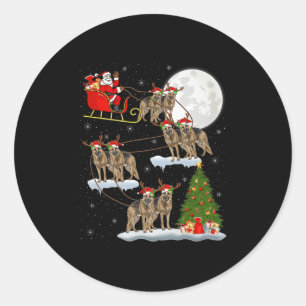 German Shepherd Dog Santa Sleigh Flying Funny Chri Classic Round Sticker