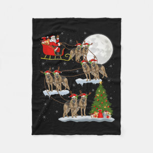 German Shepherd Dog Santa Sleigh Flying Funny Chri Fleece Blanket