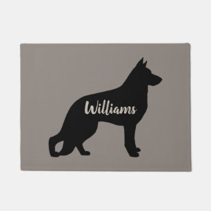 German Shepherd Dog Silhouette Black and Grey Doormat