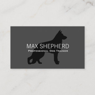 German Shepherd Dog Silhouette Black on Grey Business Card