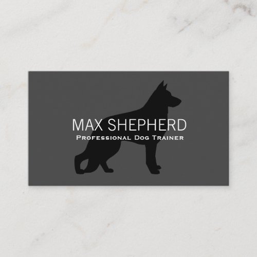 German Shepherd Dog Silhouette Black on Grey Business Card