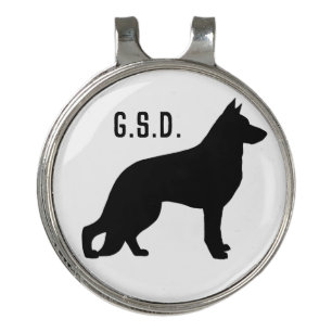 German Shepherd Dog Silhouette Custom Initials Golf Hat Clip
