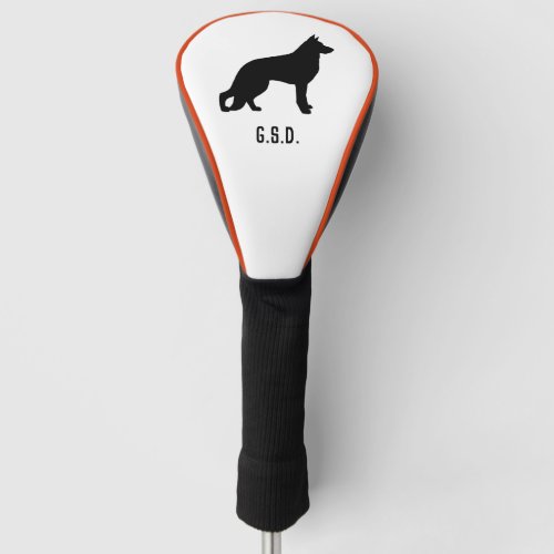 German Shepherd Dog Silhouette Custom Initials Golf Head Cover